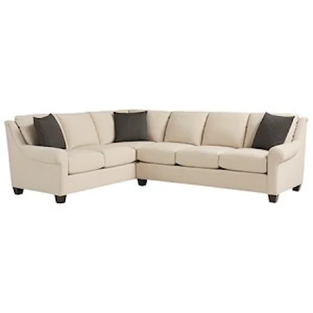 Transitional 5 Seat Sectional with Sock Rolled Arms